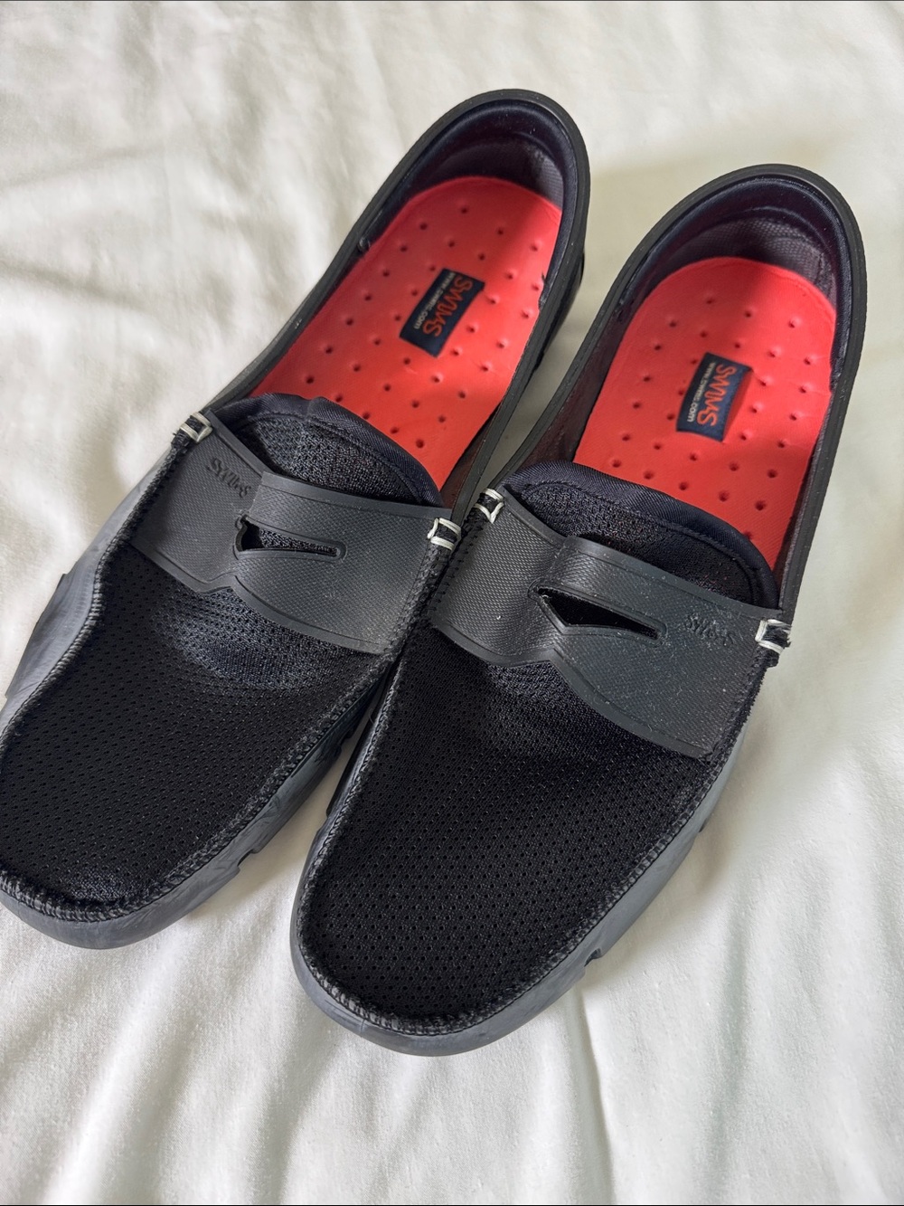 Swims Men’s Penny Loafer Black Mesh Rubber Outsole  Sz 10
